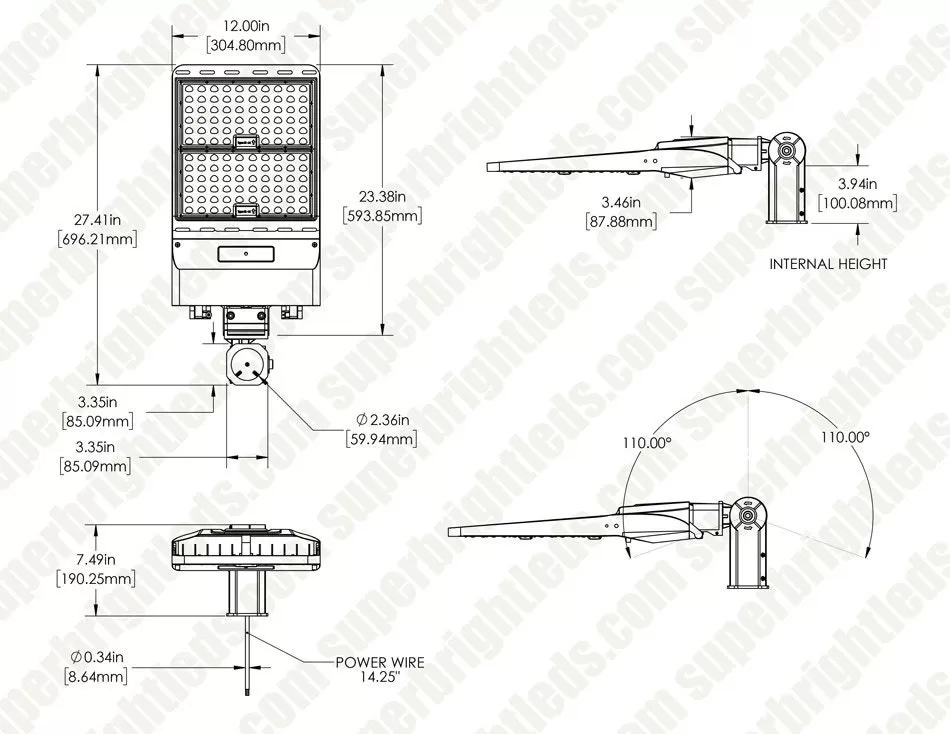 300W LED Parking Lot Area Light With Knuckle Slipfitter Mount - 42,000 Lumens - 1,000W MH Equivalent - 5000K 11 300W LED Parking Lot Area Light With Knuckle Slipfitter Mount - 42,000 Lumens - 1,000W MH Equivalent - 5000K - Image 11