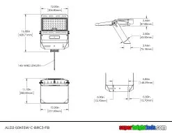 150W LED Parking Lot Area Light- 25,500 Lumens - 400W MH Equivalent - 5000K - Optional Photocell - With Mount 19 150W LED Parking Lot Area Light- 25,500 Lumens - 400W MH Equivalent - 5000K - Optional Photocell - With Mount -Lighting Decoration Store ald2 50k15w c brc3 fb dim drawing