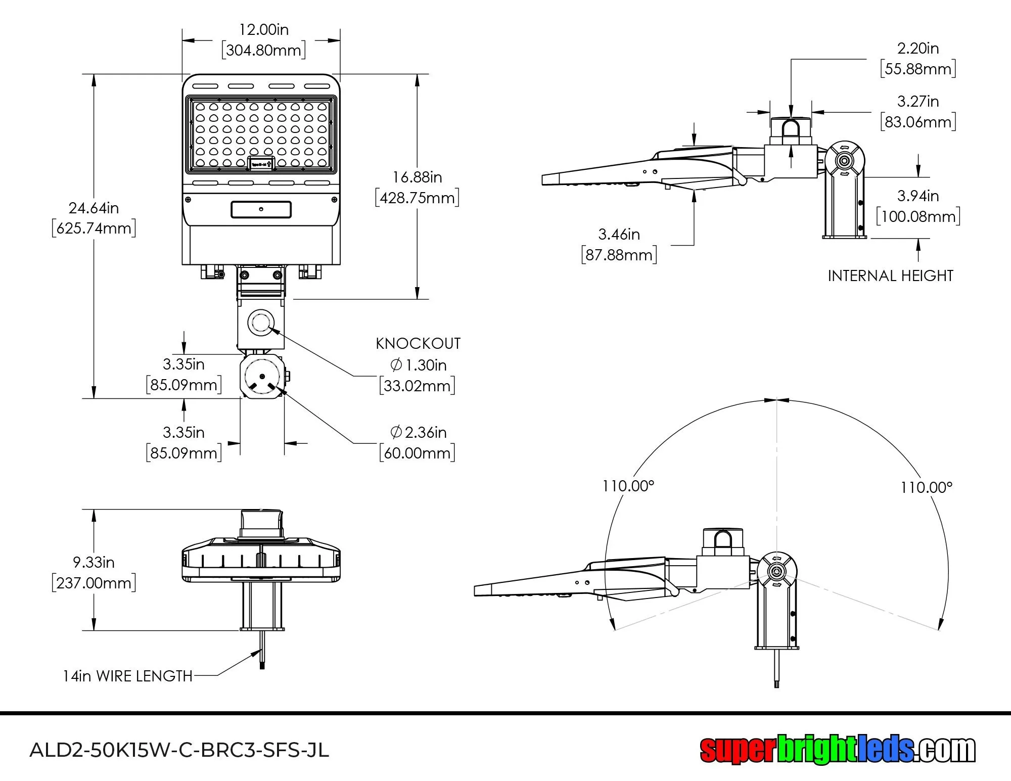 150W LED Parking Lot Area Light- 25,500 Lumens - 400W MH Equivalent - 5000K - Optional Photocell - With Mount 7 150W LED Parking Lot Area Light- 25,500 Lumens - 400W MH Equivalent - 5000K - Optional Photocell - With Mount - Image 7
