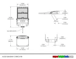 300W LED Parking Lot Area Light- 51,000 Lumens - 1000W MH Equivalent - 5000K - Optional Photocell - With Mount 17 300W LED Parking Lot Area Light- 51,000 Lumens - 1000W MH Equivalent - 5000K - Optional Photocell - With Mount -Lighting Decoration Store ald2 50k30w c brc3 fb dim drawing