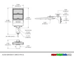 300W LED Parking Lot Area Light- 51,000 Lumens - 1000W MH Equivalent - 5000K - Optional Photocell - With Mount 16 300W LED Parking Lot Area Light- 51,000 Lumens - 1000W MH Equivalent - 5000K - Optional Photocell - With Mount -Lighting Decoration Store ald2 50k30w c brc3 fm jl dim drawing