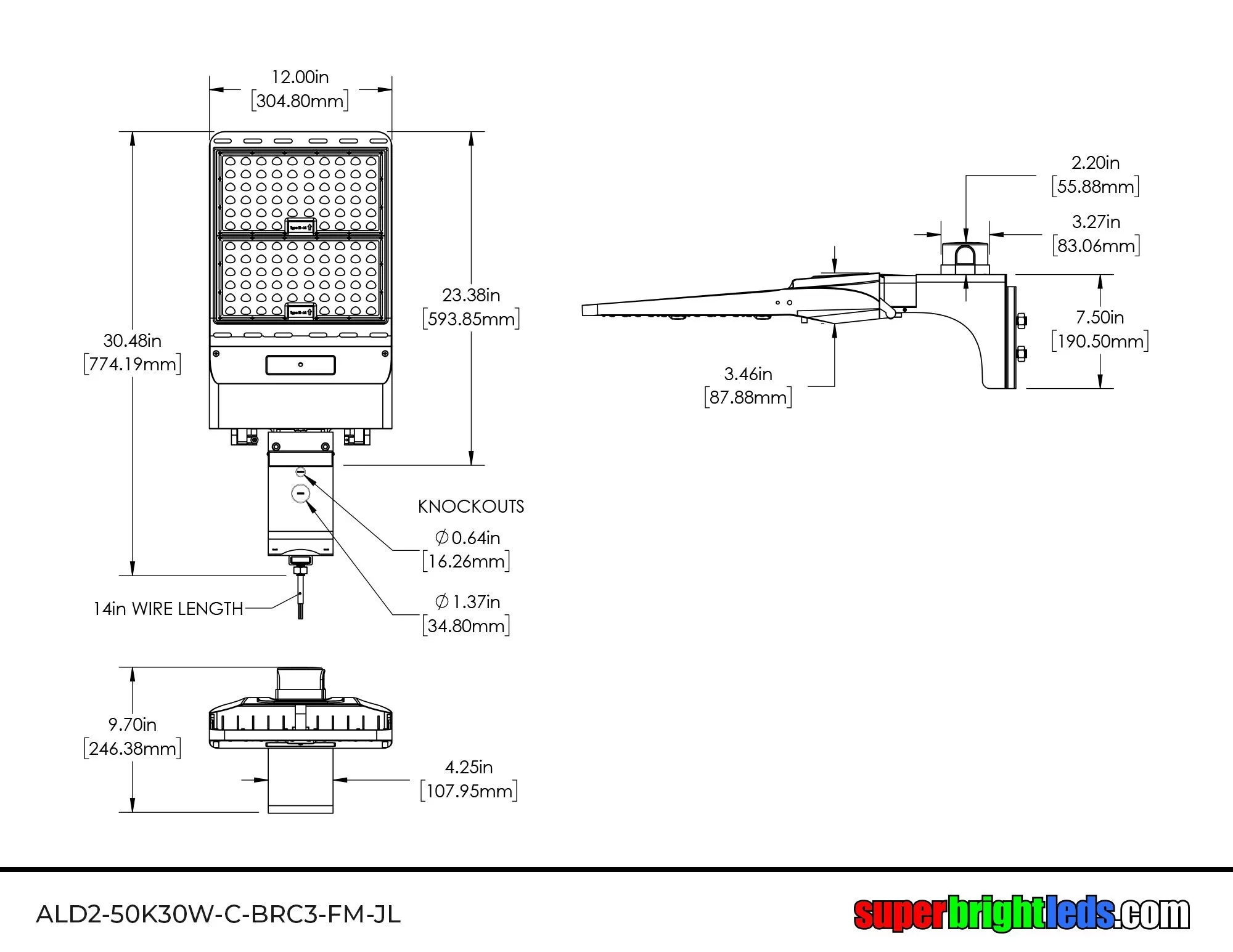 300W LED Parking Lot Area Light- 51,000 Lumens - 1000W MH Equivalent - 5000K - Optional Photocell - With Mount 8 300W LED Parking Lot Area Light- 51,000 Lumens - 1000W MH Equivalent - 5000K - Optional Photocell - With Mount - Image 8