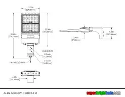 300W LED Parking Lot Area Light- 51,000 Lumens - 1000W MH Equivalent - 5000K - Optional Photocell - With Mount 15 300W LED Parking Lot Area Light- 51,000 Lumens - 1000W MH Equivalent - 5000K - Optional Photocell - With Mount -Lighting Decoration Store ald2 50k30w c brc3 fm dim drawing