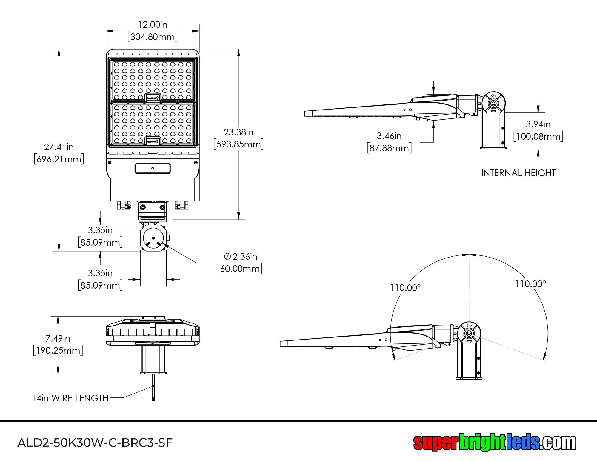 300W LED Parking Lot Area Light- 51,000 Lumens - 1000W MH Equivalent - 5000K - Optional Photocell - With Mount 5 300W LED Parking Lot Area Light- 51,000 Lumens - 1000W MH Equivalent - 5000K - Optional Photocell - With Mount - Image 5