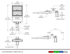 300W LED Parking Lot Area Light- 51,000 Lumens - 1000W MH Equivalent - 5000K - Optional Photocell - With Mount 14 300W LED Parking Lot Area Light- 51,000 Lumens - 1000W MH Equivalent - 5000K - Optional Photocell - With Mount -Lighting Decoration Store ald2 50k30w c brc3 sfs jl dim drawing