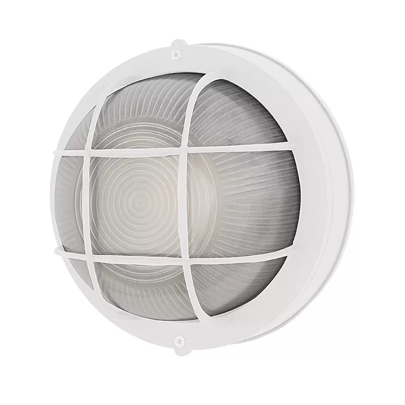 Round 8" Integrated LED Bulkhead Light - White Indoor / Outdoor Wall Sconce - 780 Lumens - 3000K 1 Round 8" Integrated LED Bulkhead Light - White Indoor / Outdoor Wall Sconce - 780 Lumens - 3000K
