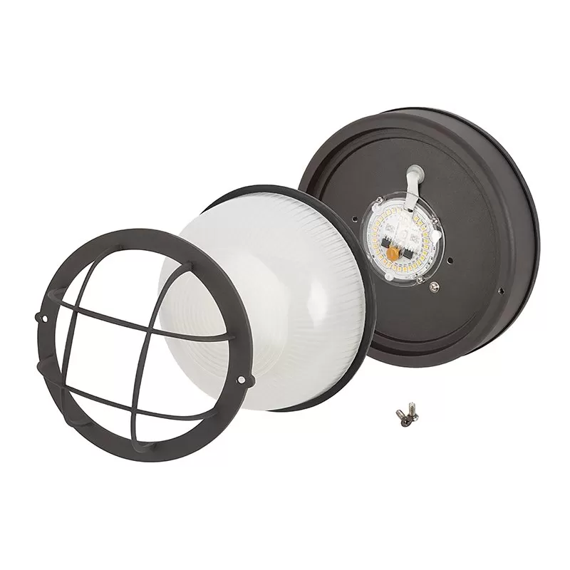 Round 8" Integrated LED Bulkhead Light - Bronze Indoor / Outdoor Wall Sconce - 780 Lumens - 3000K 3 Round 8" Integrated LED Bulkhead Light - Bronze Indoor / Outdoor Wall Sconce - 780 Lumens - 3000K - Image 3