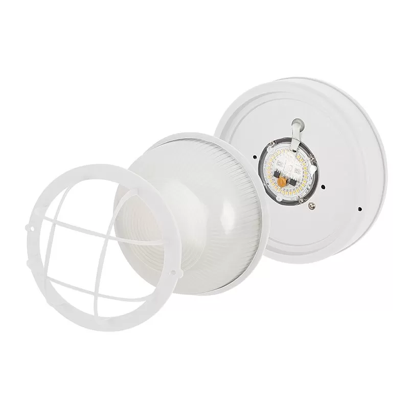 Round 8" Integrated LED Bulkhead Light - White Indoor / Outdoor Wall Sconce - 780 Lumens - 3000K 3 Round 8" Integrated LED Bulkhead Light - White Indoor / Outdoor Wall Sconce - 780 Lumens - 3000K - Image 3