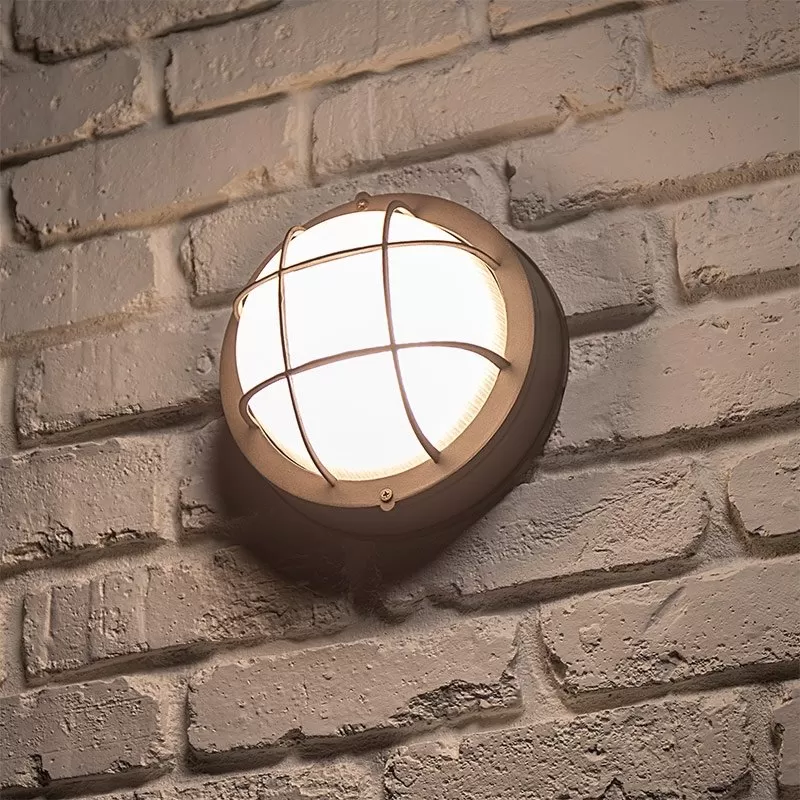 Round 8" Integrated LED Bulkhead Light - Bronze Indoor / Outdoor Wall Sconce - 780 Lumens - 3000K 4 Round 8" Integrated LED Bulkhead Light - Bronze Indoor / Outdoor Wall Sconce - 780 Lumens - 3000K - Image 4