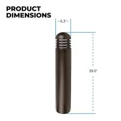 Round Top LED Bollard Light With Louvers - Bronze Finish - 10W - 180 Lumens - 4000K -Lighting Decoration Store blr 40k10w 740 brfl dims updated2