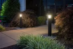 Tapered Top LED Bollard Light With Louvers - Bronze Finish - 10W - 180 Lumens - 4000K 17 Tapered Top LED Bollard Light With Louvers - Bronze Finish - 10W - 180 Lumens - 4000K -Lighting Decoration Store blr 40k10w 740 brtl installed in front of north building 2