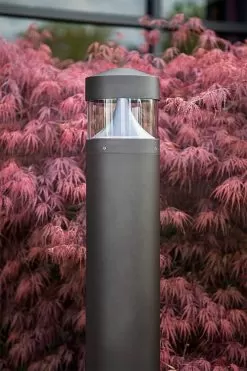 Round LED Bollard Light With Architectural Bevel Edge - Cone Reflector - Dark Bronze Finish - 20W - 3000K / 4000K -Lighting Decoration Store blr 40k20w 740brt close up installed 2