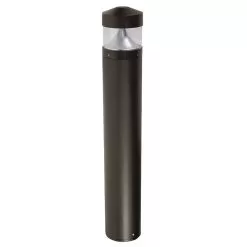 Round LED Bollard Light With Architectural Bevel Edge - Cone Reflector - Dark Bronze Finish - 20W - 3000K / 4000K