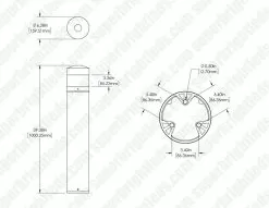 Round LED Bollard Light With Architectural Bevel Edge - Cone Reflector - Dark Bronze Finish - 20W - 3000K / 4000K -Lighting Decoration Store blr xk20w 740 brt dim drawing