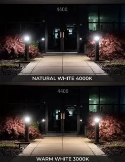 Round LED Bollard Light With Architectural Bevel Edge - Cone Reflector - Dark Bronze Finish - 20W - 3000K / 4000K -Lighting Decoration Store blr xk20w 740brt on full view color temp