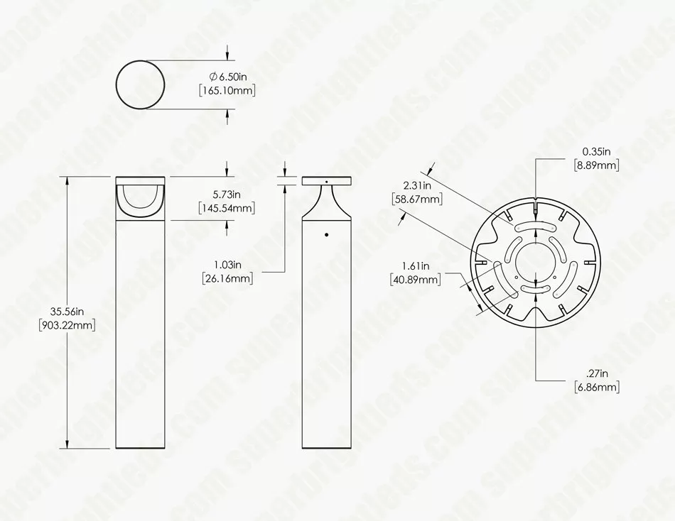 Round LED Bollard Light - Architectural Dual-Side Throw With Optional Cover Plate - Bronze Finish - 14W - 3000K / 4000K / 5000K 7 Round LED Bollard Light - Architectural Dual-Side Throw With Optional Cover Plate - Bronze Finish - 14W - 3000K / 4000K / 5000K - Image 7