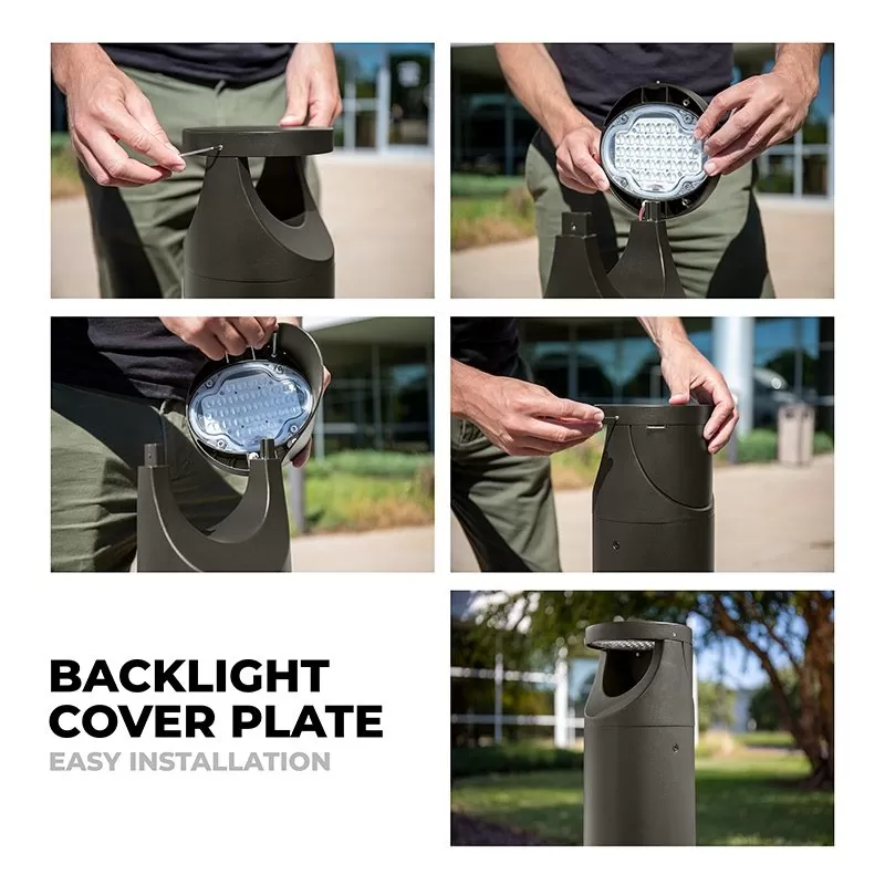 Round LED Bollard Light - Architectural Dual-Side Throw With Optional Cover Plate - Bronze Finish - 14W - 3000K / 4000K / 5000K 8 Round LED Bollard Light - Architectural Dual-Side Throw With Optional Cover Plate - Bronze Finish - 14W - 3000K / 4000K / 5000K - Image 8