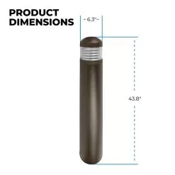 43 Inch Round Top Bollard With Louvers - Bronze Finish - Selectable 12W / 16W / 22W - 3000K / 4000K / 5000K - 1540 Lumens -Lighting Decoration Store blrb sw3b22s 742 blfl dims
