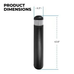 43 Inch Round Top Bollard With Louvers - Black Finish - Selectable 12W / 16W / 22W - 3000K / 4000K / 5000K - 1540 Lumens - BLRB-SW3B22S-744-BKRL -Lighting Decoration Store blrb sw3b22s 742 blfl dims0