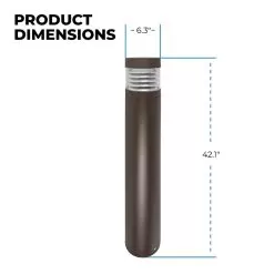 42 Inch Flat Top Bollard With Louvers - Bronze Finish - Selectable 12W / 16W / 22W - 3000K / 4000K / 5000K - 1540 Lumens - BLRB-SW3B22S-742-BRFL -Lighting Decoration Store blrb sw3b22s 742 brfl dims0