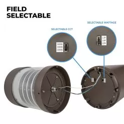 43 Inch Round Top Bollard With Louvers - Bronze Finish - Selectable 12W / 16W / 22W - 3000K / 4000K / 5000K - 1540 Lumens -Lighting Decoration Store blrb sw3b22s 742 brfl field selectable