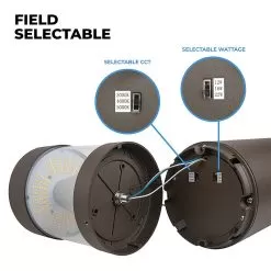 Round LED Bollard With Selectable Wattage And CCT - Bronze Finish - Cone Reflector - 12W / 16W / 22W - 3000K / 4000K / 5000K -Lighting Decoration Store blrb sw3b22s 742 field selectable