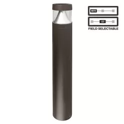 Round LED Bollard With Selectable Wattage And CCT - Bronze Finish - Cone Reflector - 12W / 16W / 22W - 3000K / 4000K / 5000K