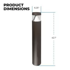 Round LED Bollard Light With Flat Top - Cone Reflector - Bronze Finish - 22W - 2,640 Lumens - 3000K / 4000K / 5000K -Lighting Decoration Store blrb xk22w 742 dims updated