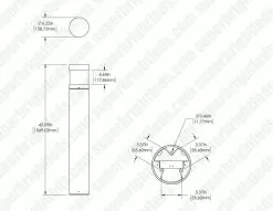 Round LED Bollard Light With Flat Top - Cone Reflector - Bronze Finish - 22W - 2,640 Lumens - 3000K / 4000K / 5000K -Lighting Decoration Store blrb xk22w 742 dim drawing