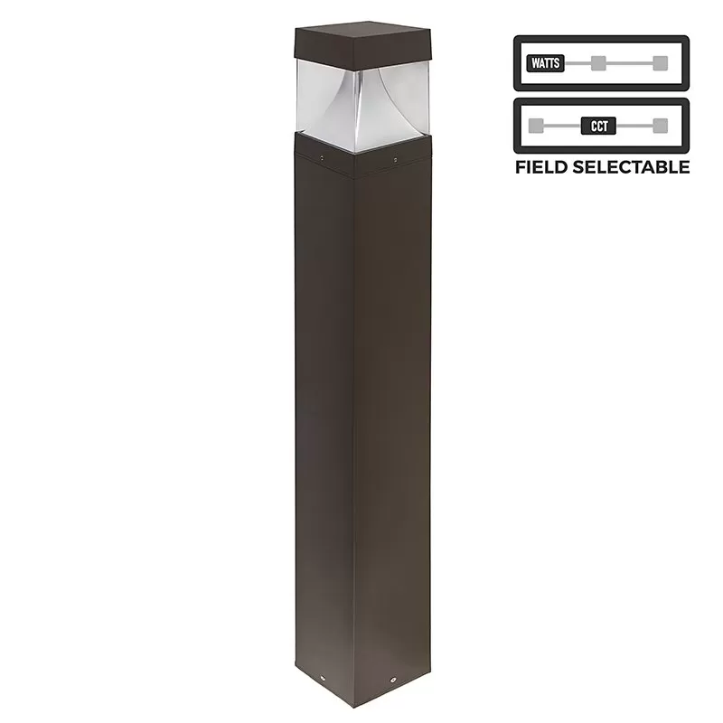 Square LED Bollard With Selectable Wattage And CCT - Bronze Finish - Cone Reflector - 12W / 16W / 22W - 3000K / 4000K / 5000K 1 Square LED Bollard With Selectable Wattage And CCT - Bronze Finish - Cone Reflector - 12W / 16W / 22W - 3000K / 4000K / 5000K