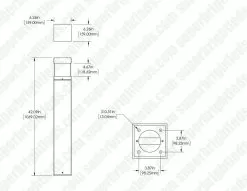 Square LED Bollard Light With Flat Top - Cone Reflector - Bronze Finish - 22W - 2,640 Lumens - 3000K / 4000K / 5000K -Lighting Decoration Store blsb xk22w 742 dim drawing