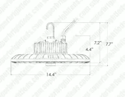 MaxLite Round ECO Pendant High Bay GEN2 Controls Ready - 180W / 200W / 240W - 3500K / 4000K / 5000K -Lighting Decoration Store bpeh2 u180wcs dim drawing