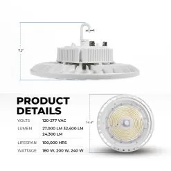 MaxLite Round ECO Pendant High Bay GEN2 Controls Ready - 180W / 200W / 240W - 3500K / 4000K / 5000K -Lighting Decoration Store bphe2 u180wcs product details