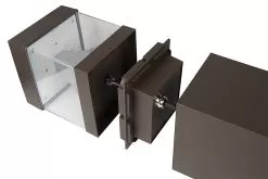 Square LED Bollard Light With Flat Top - Cone Reflector - Bronze Finish - 22W - 2,640 Lumens - 3000K / 4000K / 5000K -Lighting Decoration Store btw bollard blsb open