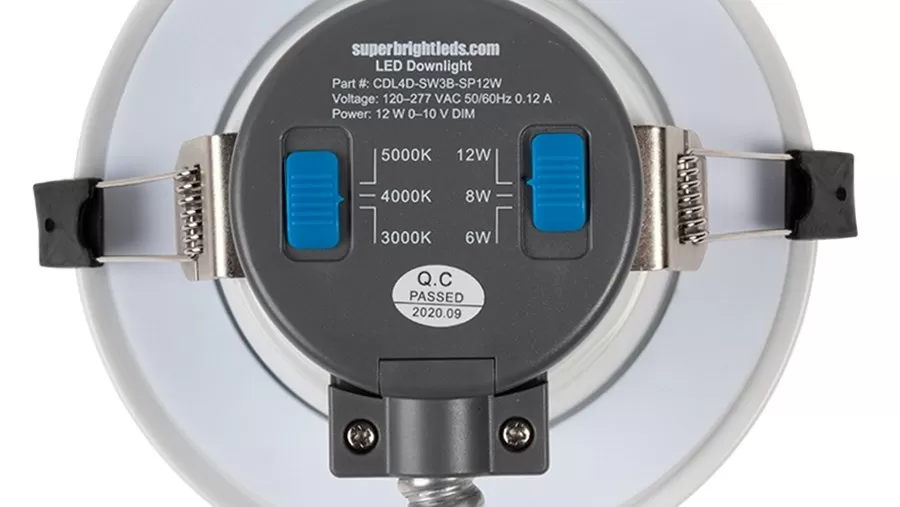 4" LED Commercial Recessed Downlight - Selectable CCT - Selectable Wattage - Dimmable - 600-1200 Lumens - CDL4D-SW3B-SP12W 4 4" LED Commercial Recessed Downlight - Selectable CCT - Selectable Wattage - Dimmable - 600-1200 Lumens - CDL4D-SW3B-SP12W - Image 4
