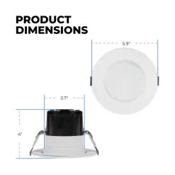 4" LED Commercial Recessed Downlight - Selectable CCT - Selectable Wattage - Dimmable - Up To 1,980 Lumens -Lighting Decoration Store cdl4d sw5a sp18w dimensions 3
