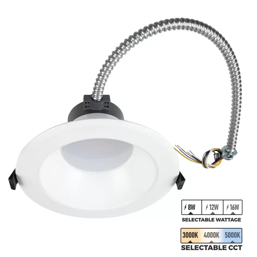6" LED Commercial Recessed Downlight - Selectable CCT - Selectable Wattage - Dimmable - 800-1600 Lumens 1 6" LED Commercial Recessed Downlight - Selectable CCT - Selectable Wattage - Dimmable - 800-1600 Lumens
