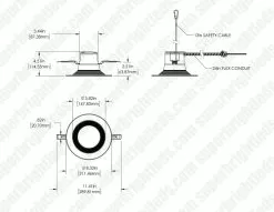 6" LED Commercial Recessed Downlight - Selectable CCT - Selectable Wattage - Dimmable - Up To 2,970 Lumens -Lighting Decoration Store cdl6d sw5a sp27w dim drawings 1