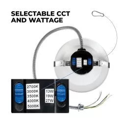 6" LED Commercial Recessed Downlight - Selectable CCT - Selectable Wattage - Dimmable - Up To 2,970 Lumens -Lighting Decoration Store cdl6d sw5a sp27w selectable cct wattage