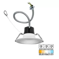 6" LED Commercial Recessed Downlight - Selectable CCT - Selectable Wattage - Dimmable - Up To 2,970 Lumens