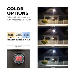 LED Dusk To Dawn Area Light - Integrated Photocell - Selectable CCT And Wattage - 72W / 96W / 120W - Up To 15,600 Lumens -Lighting Decoration Store ddal sw3b120 r1 color options