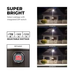 LED Dusk To Dawn Area Light - Integrated Photocell - Selectable CCT And Wattage - 72W / 96W / 120W - Up To 15,600 Lumens -Lighting Decoration Store ddal sw3b120 r1 super bright