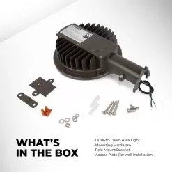 LED Dusk To Dawn Area Light - Integrated Photocell - Selectable CCT And Wattage - 72W / 96W / 120W - Up To 15,600 Lumens -Lighting Decoration Store ddal sw3b120 r1 whats in the box