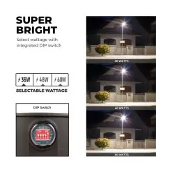 LED Dusk To Dawn Area Light - Integrated Photocell - Selectable CCT And Wattage - 36W / 48W / 60W - Up To 7,800 Lumens -Lighting Decoration Store ddal sw3b60 r1 super bright 1