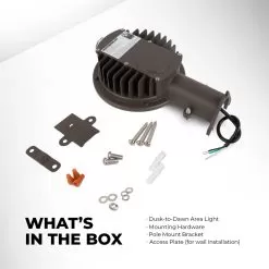 LED Dusk To Dawn Area Light - Integrated Photocell - Selectable CCT And Wattage - 36W / 48W / 60W - Up To 7,800 Lumens -Lighting Decoration Store ddal sw3b60 r1 whats in the box 1