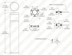 Round LED Bollard Light With Louvers - Bronze Finish - 25W - 1850 Lumens - 3000K / 4000K / 5000K -Lighting Decoration Store dims blrk 30k25w 740brfl