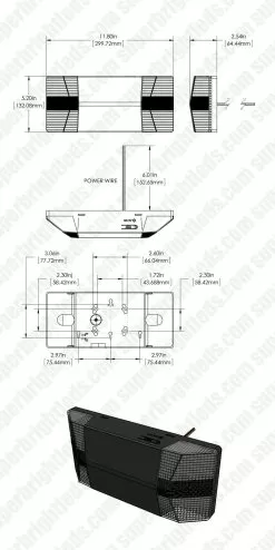 Black Dual-Head LED Emergency Light With Battery Backup - Fixed Light Heads -Lighting Decoration Store dims drawings el fb