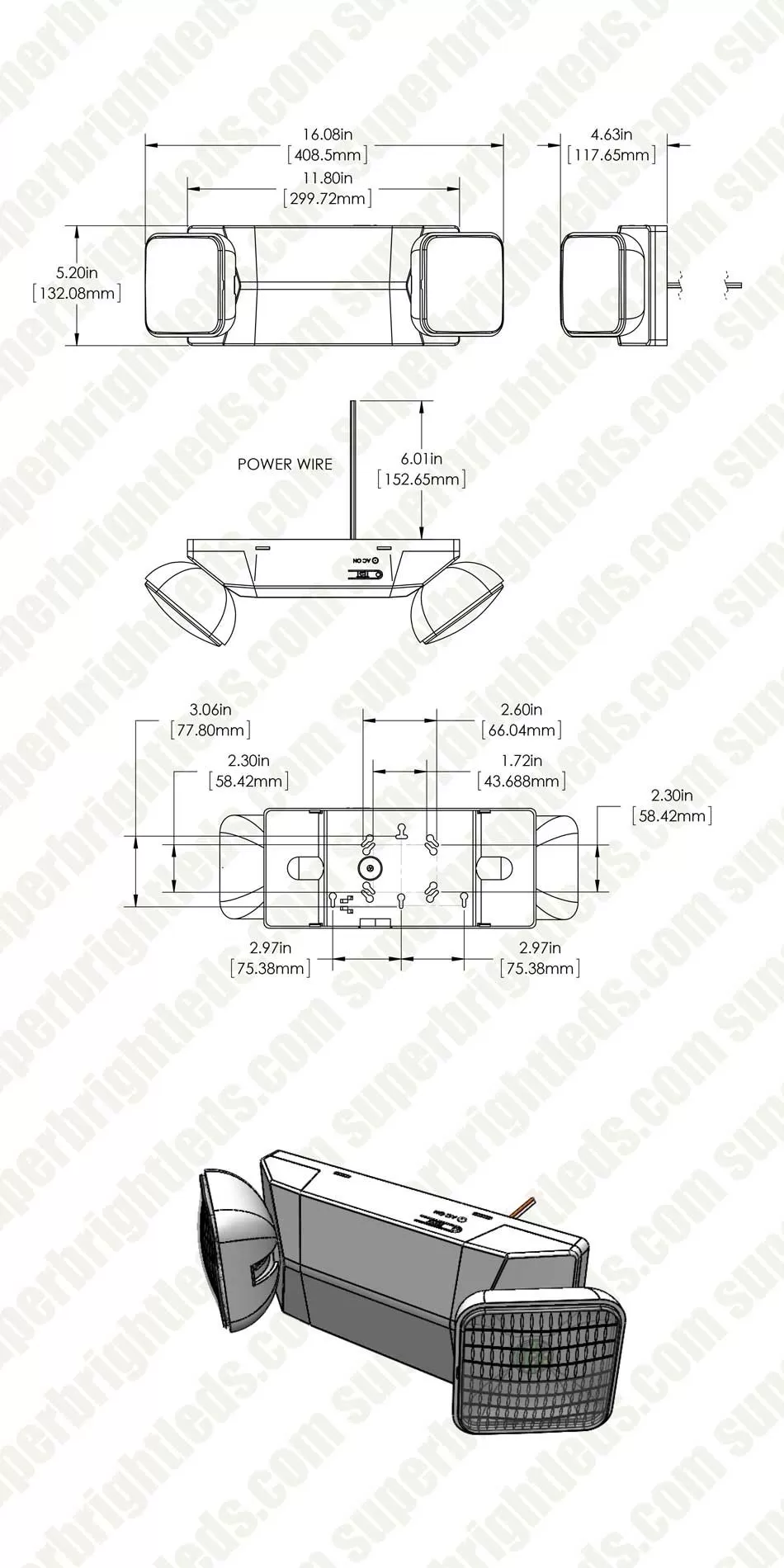 Black Dual-Head LED Emergency Light With Battery Backup - Adjustable Light Heads 7 Black Dual-Head LED Emergency Light With Battery Backup - Adjustable Light Heads - Image 7