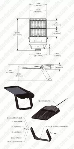 300W LED Flood Light With Yoke Mount - 42,000 Lumens - 1,000W MH Equivalent - 5000K 21 300W LED Flood Light With Yoke Mount - 42,000 Lumens - 1,000W MH Equivalent - 5000K -Lighting Decoration Store dims drawings fb ald 30w0