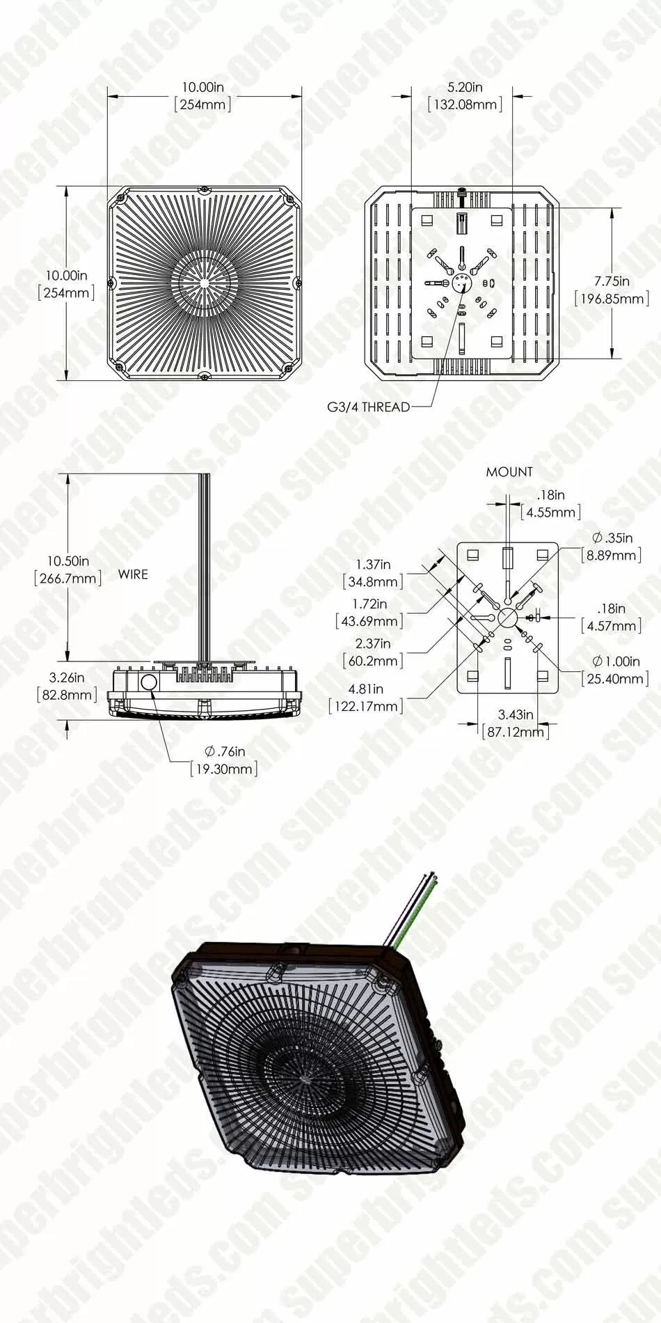 40W LED Parking Garage Canopy Light - 4,800 Lumens - 100W Metal Halide Equivalent - 5000K - Cool White 7 40W LED Parking Garage Canopy Light - 4,800 Lumens - 100W Metal Halide Equivalent - 5000K - Cool White - Image 7